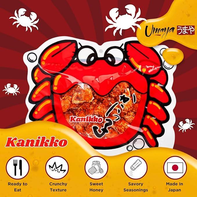 HOT! UMAYA Okabe Kanikko - Ready To Eat Fried Japanese Baby Crabs - With A Hint Of Sweet Honey and Savory Seasonings - Crunchy Gourmet Snack From Japan - Individual 2.3oz (65g) Snack Size Bag - Pack of 1