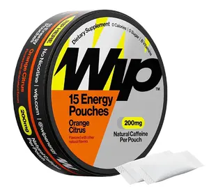 Wip Energy Pouches | 200mg Natural Caffeine | Vitamins and Minerals | Orange Citrus | 15 Pouches Per Can | 1 Can