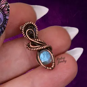 Labradorite Copper Wire Wrapped Mini Pendant Handcrafted Jewelry