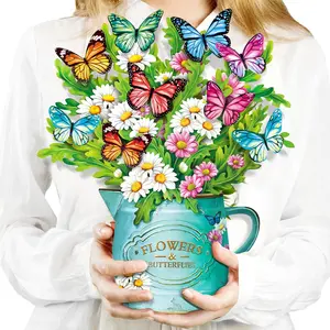 Pop Up Flower Cards, Paper Flowers Bouquet 12’' Daisies and Butterflies 3D Popup Greeting Cards with Blank Note Card and Envelope, Birthday Cards, Get Well Cards Gifts for Women, Easter Cards