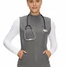 COZYSCRUBS Women's Fitted Scrubs Vest, Comfort Fit Stretch Workwear Uniform with 3 Pockets for Nurse Style & Clinical Uniform Healthcare Professionals