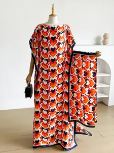 Women's Casual Heart Print Scarf Set, Long Robe and Silk Tie, Sun Protection Beachwear, All-Season Fitted Neckwear