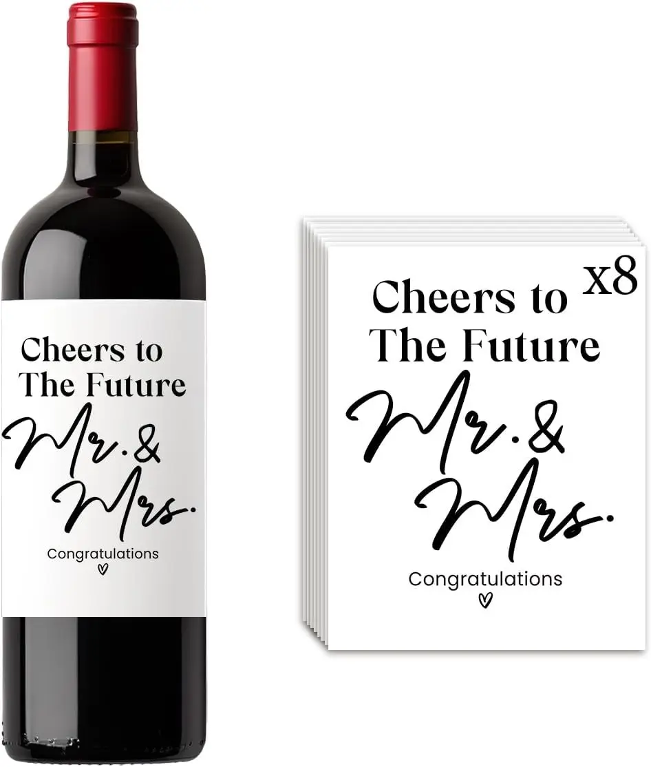 8 Pcs Mr and Mrs Wine Labels Wedding Bridal Shower Gifts Wine Label | Wedding Engagement Gifts Mr And Mrs Wedding Gifts Cheers To The Future Mr And Mrs Wine Bottle Labeling Supplies