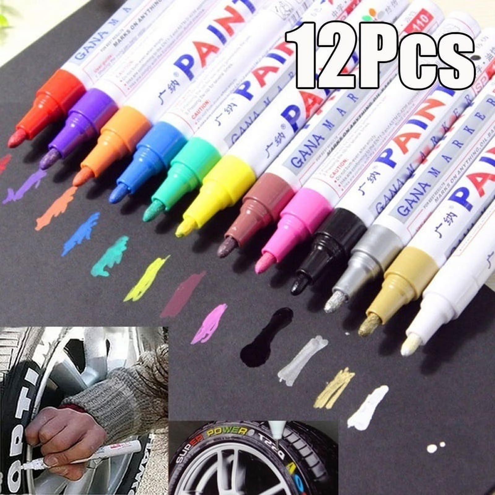 12-Color Waterproof Tire Paint Pen, Oil-Based Tire Lettering & DIY Detail Pen Paint Marker,Quick-Dry, Fade-Resistant,Long-Lasting Marker for Metal, Wood, Plastic, Rock,Rubber,CarTok Trend Car Mods Accessories Gift for Men. Easy Application.