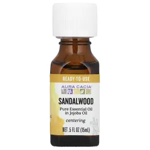 Aura Cacia Pure Essential Oil in Jojoba Oil, Sandalwood, 0.5 fl oz (15 ml)