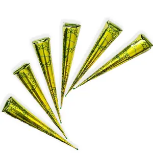 100% Natural Leaf Henna Cones, 1 Ounce (Pack of 6), Fresh Pre-Filled Ready-to-Use Paste Tubes, Dark Reddish Brown Semi-Permanent Hair Color, No Additives, Long-Lasting Result