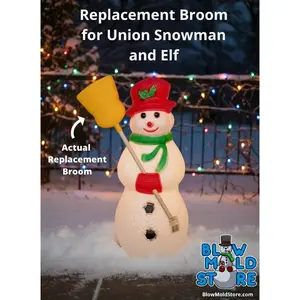 Blow Mold Broom for Union 22" Snowman, 28" Elf, and Lady with Broom