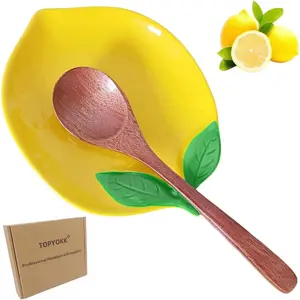 Ceramic Spoon Rest for Stove Top & Kitchen Counter Spoon Holder for Stove & Cooking Spoon Holder for Ladle Cute Coffee Spoon Rest Utensil Rest Spatula Rest, Lemon Kitchen Decor & Accessories (Yellow)
