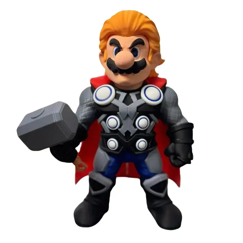 Mario Thor 3D Action Figure - Collectible Dual-Functional Fantasy Armor Large Decorative Figurine with Detailed Design and Iconic Features, Collectible Figurines, Dual Functional Figurines