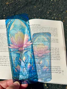 Lotus Flower Stained Glass Bookmark – Elegant Spiritual Symbol, Lotus Flower Gift - Translucent Bookmark