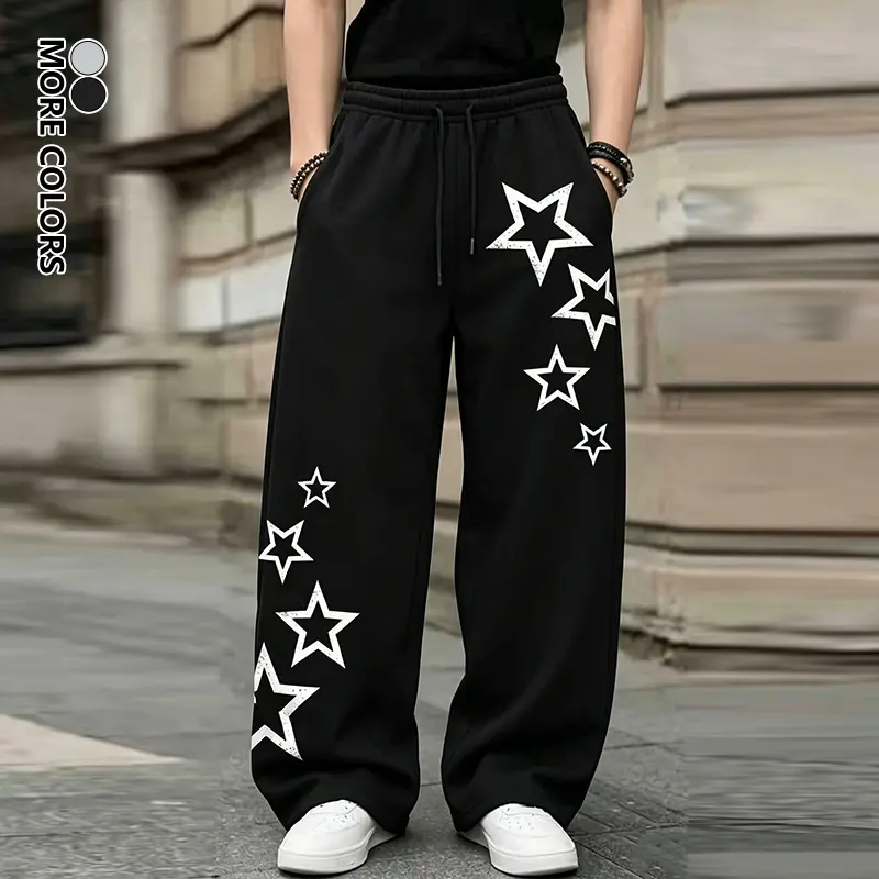 Men's Comfort All Season Star Print Casual Joggers With Stylish Elastic Waistband, Versatile Athletic Bottoms Suitable for Daily Leisure, Gym Workouts and Outdoor Activities