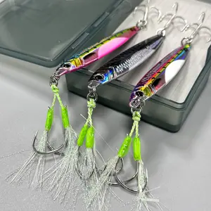 Deep Sea Iron Plate Fishing Hooks Set, 3 pieces/box  64g Fast Sinking Artificial Fishing Lure Bait, Includes Iron Plate Hook & Treble Hooks