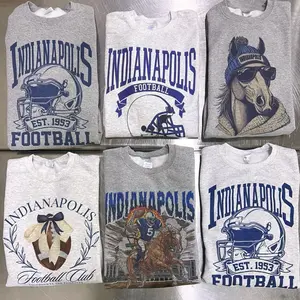 Indianapolis Football Vintage Sweatshirts City Indianapolis Retro Tees Spirit Animal Football Bow Sports Pullover Unisex Casual Crewneck Shirts