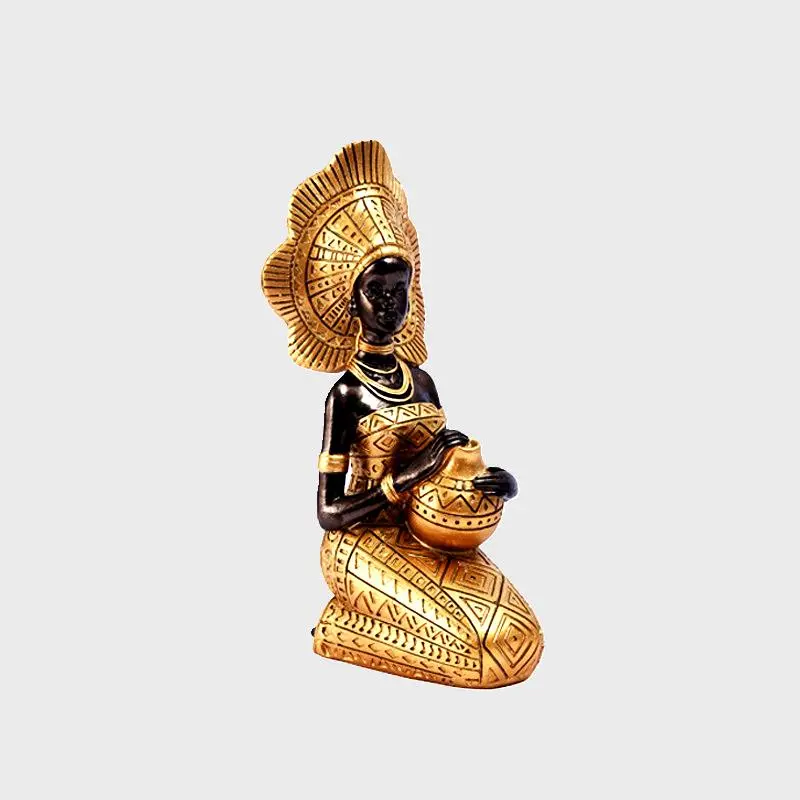 Elegant African Woman Statue - Durable Polyresin with Elegant Design for Traditional African Art and Home Decor
