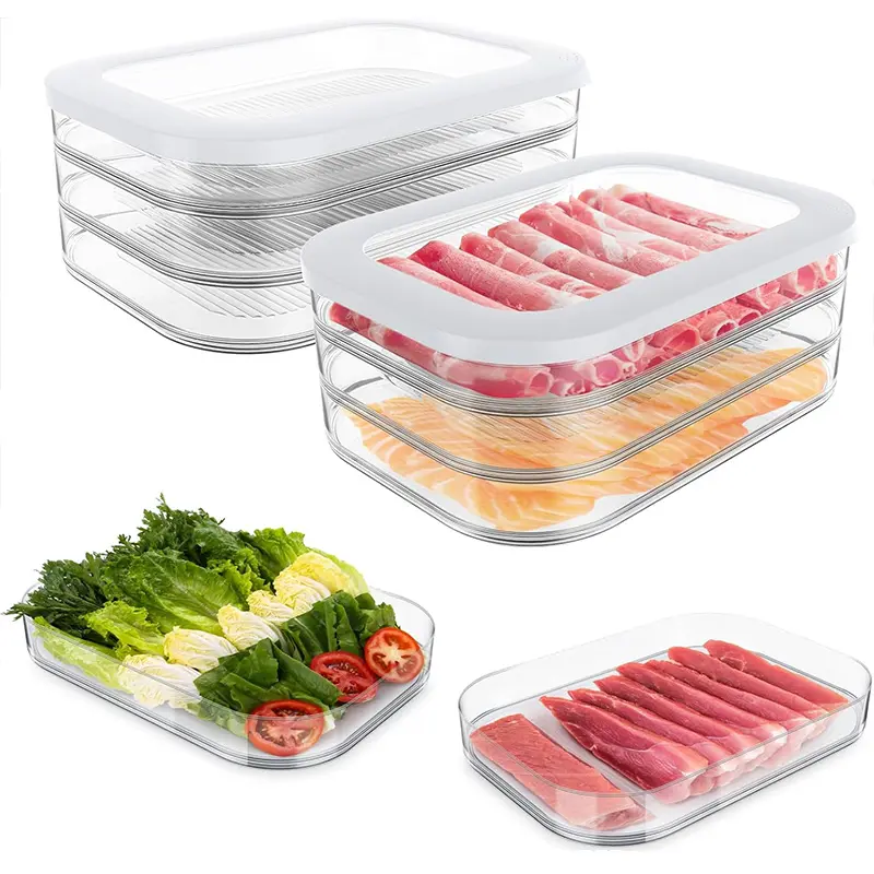 4 Layer Stackable Food Storage Containers, Refrigerator Organizer Box, Meat Preservation Box, Airtight Food Storage, Reusable Sealed Leak-Proof Design, Fridge Storage Container, Leakproof Container, Sealable Container