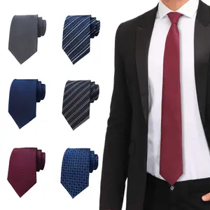 Men's Necktie Polyester Jacquard Striped Tie Tie Buckle Solid Color Bow Tie Tie Clip Fashion Accessories