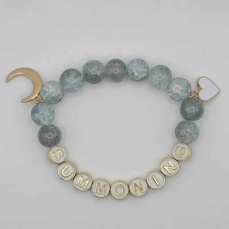ST song inspired bead bracelet gray and white glass crackle