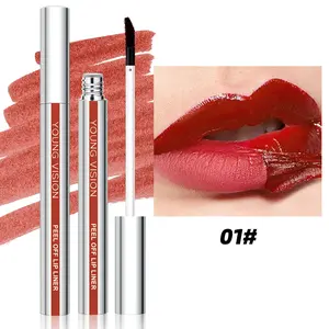 YOUNG VISION Peel Off Lip Liner Set, Long Lasting Transfer Proof Tattoo Lip Stain, Peel Off Semi Permanent Lip Liner Natural Nude Red Shades, Waterproof Smudge Resistant Portable Daily Lip Makeup For Women