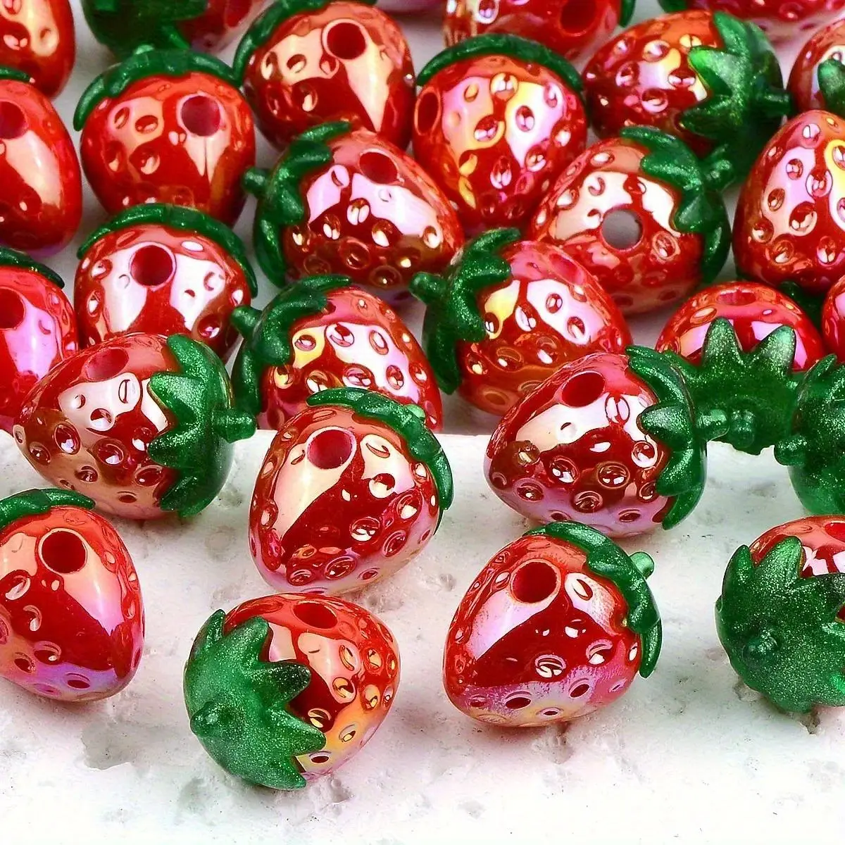 Strawberry Shaped Bead, 10pcs Mixed Color Bead, DIY Jewelry Making Supplies for Bracelet & Necklace & Phone Chain, Resin Beads, DIY Beading Accessories, Fun Beads