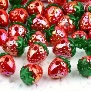 Strawberry Shaped Bead, 10pcs Mixed Color Bead, DIY Jewelry Making Supplies for Bracelet & Necklace & Phone Chain, Resin Beads