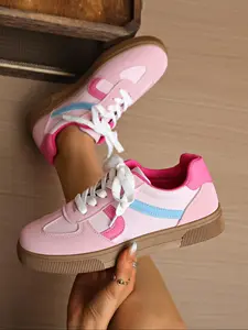 Women's Fashionable Lace Up Low Top Sneakers, Casual Comfortable Sports Shoes for Daily Wear, Female All-match Round Toe Shoes for Daily Wear, Athletic Sneaker Footwear, Trendy Walking Sneaker