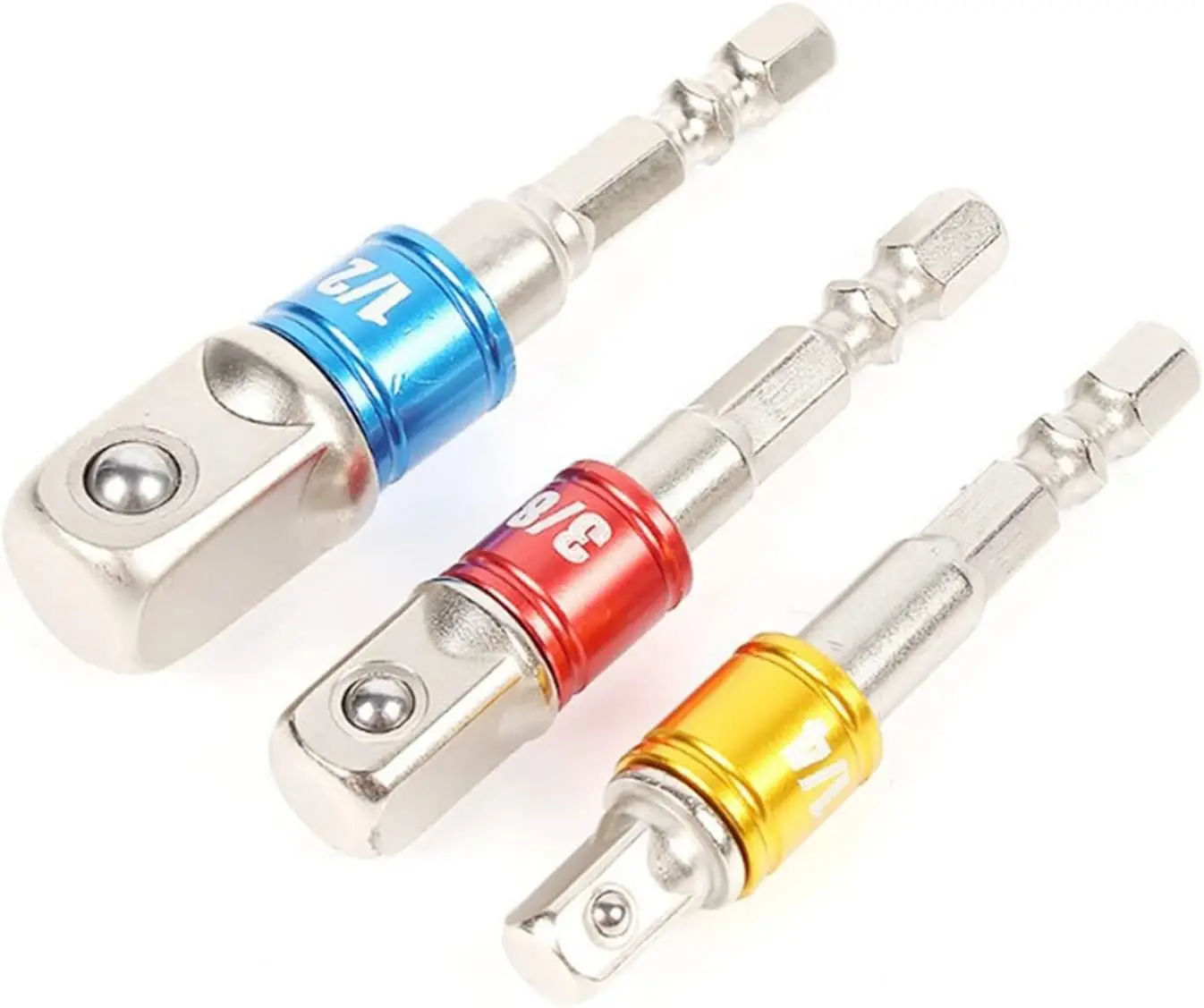 3pcs Hex Handle Square Head Extension Sleeve Connecting Rod Set, Easy Gripping Flexible Hardware Tool Accessory for Wrenches, Electrical Power Drills, Hand Tool Users