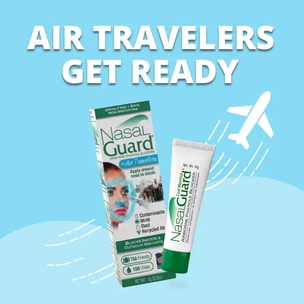 NasalGuard for Air Travelers | Cabin Air Protection Gel | Helps Block Dust, Mold & Airborne Contaminants | Drug-Free, Applied Around Nose | TSA Friendly | 150+ Uses (Cool Menthol, 10g)