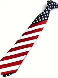 1 piece men's flag necktie with red, white and blue stripes for gift giving