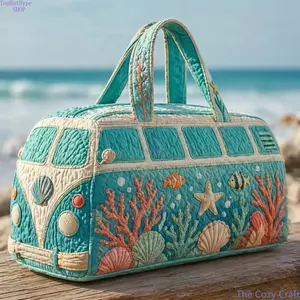 Ocean Print Beach Bag - Large Capacity Weekender Duffle Bag for Beach Vacation, Gym Trips