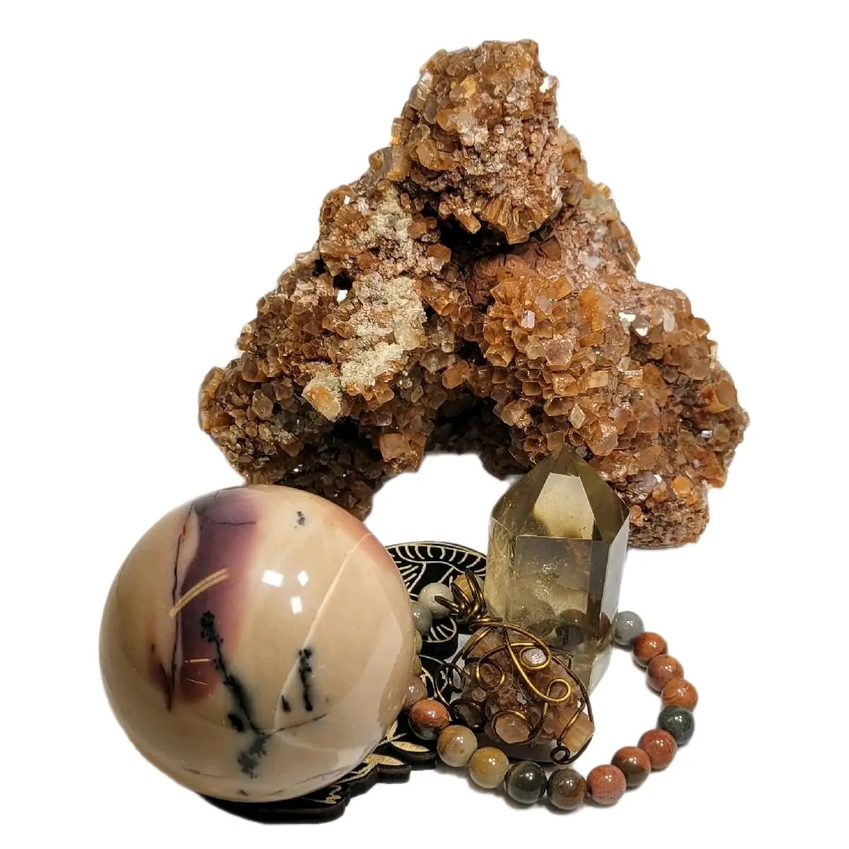 Earthy Crystal Home Decor Bundle - Root, sacral and solar plexus chakra Crystals - Metaphysical Decoration - Spiritual home gifts