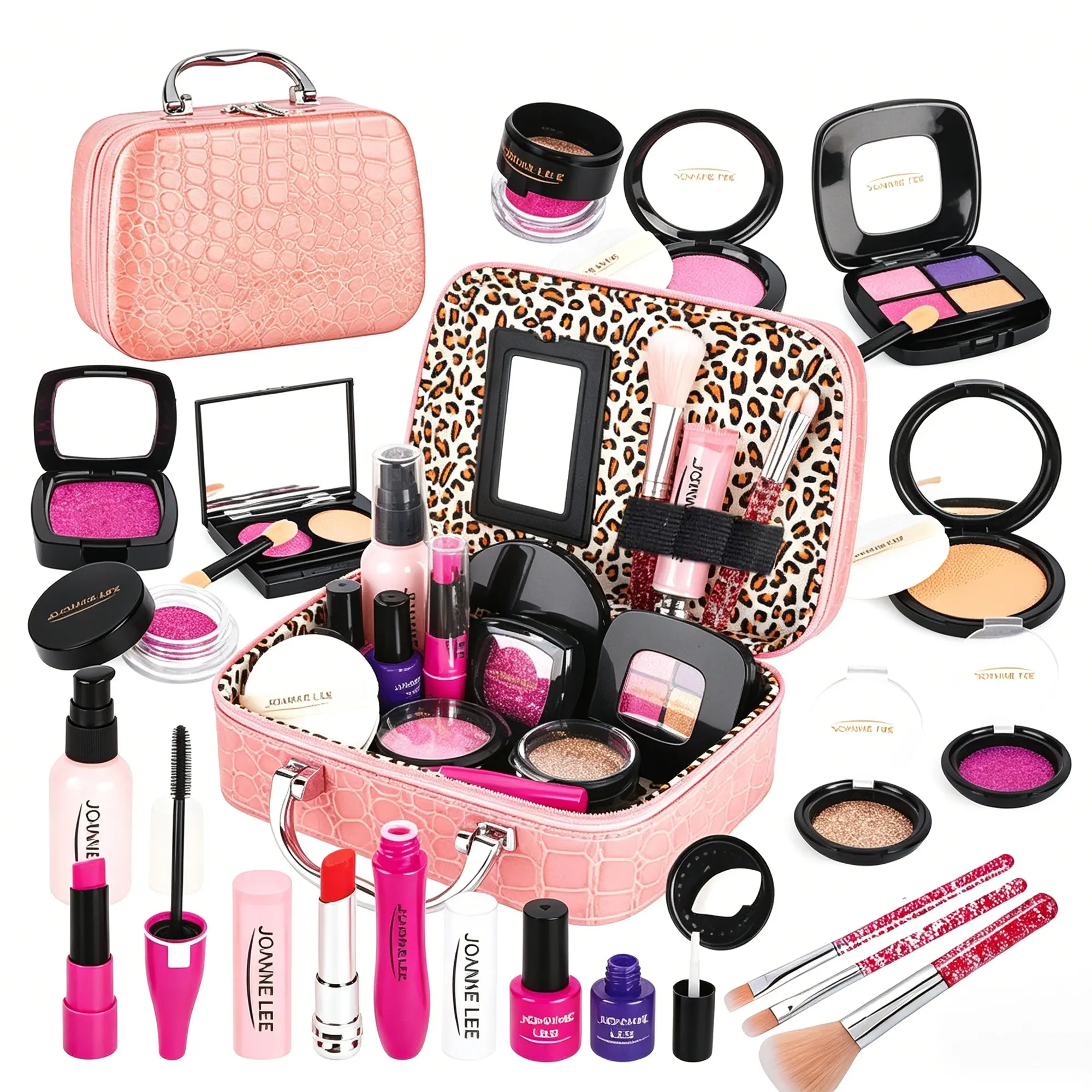 Little Princess Makeup Toy Playset, Pretend Play Set, Kid Playset, Portable Handbag with Realistic Cosmetics, Safe Non-Transferable Makeup Toys for Girls Ages 3-6