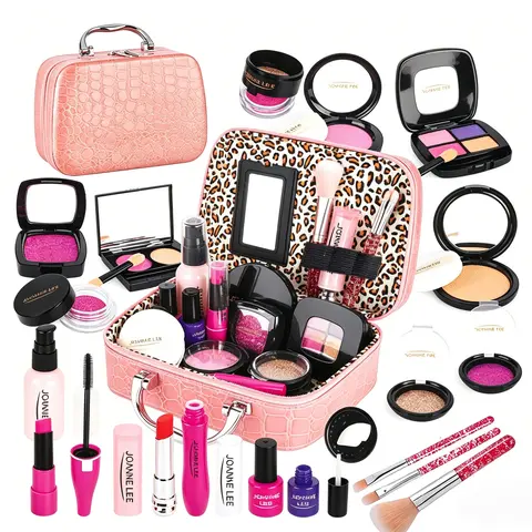 Little Princess Makeup Toy Playset, Pretend Play Set, Kid Playset, Portable Handbag with Realistic Cosmetics, Safe Non-Transferable Makeup Toys for Girls Ages 3-6