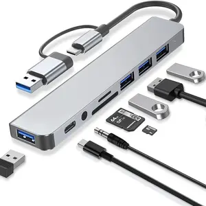 USB-C HUB Splitter USB Data Adapter Extension Type-C 2.0, USB 3.0 HUB for Laptops, Multiport Charging & Syncing Solution