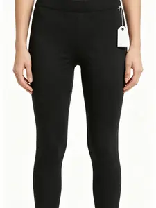 Black High Waist Slim Fit Skinny Split Hem Casual Pants