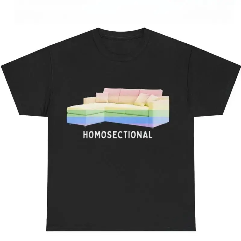 Homosectional Meme T-Shirt – Funny Baguette LGBTQ Rainbow Couch Tee – Gift for Pride Month, Queer, Lesbian, Bi, Trans Friends Viral Graphic Shirt,shop