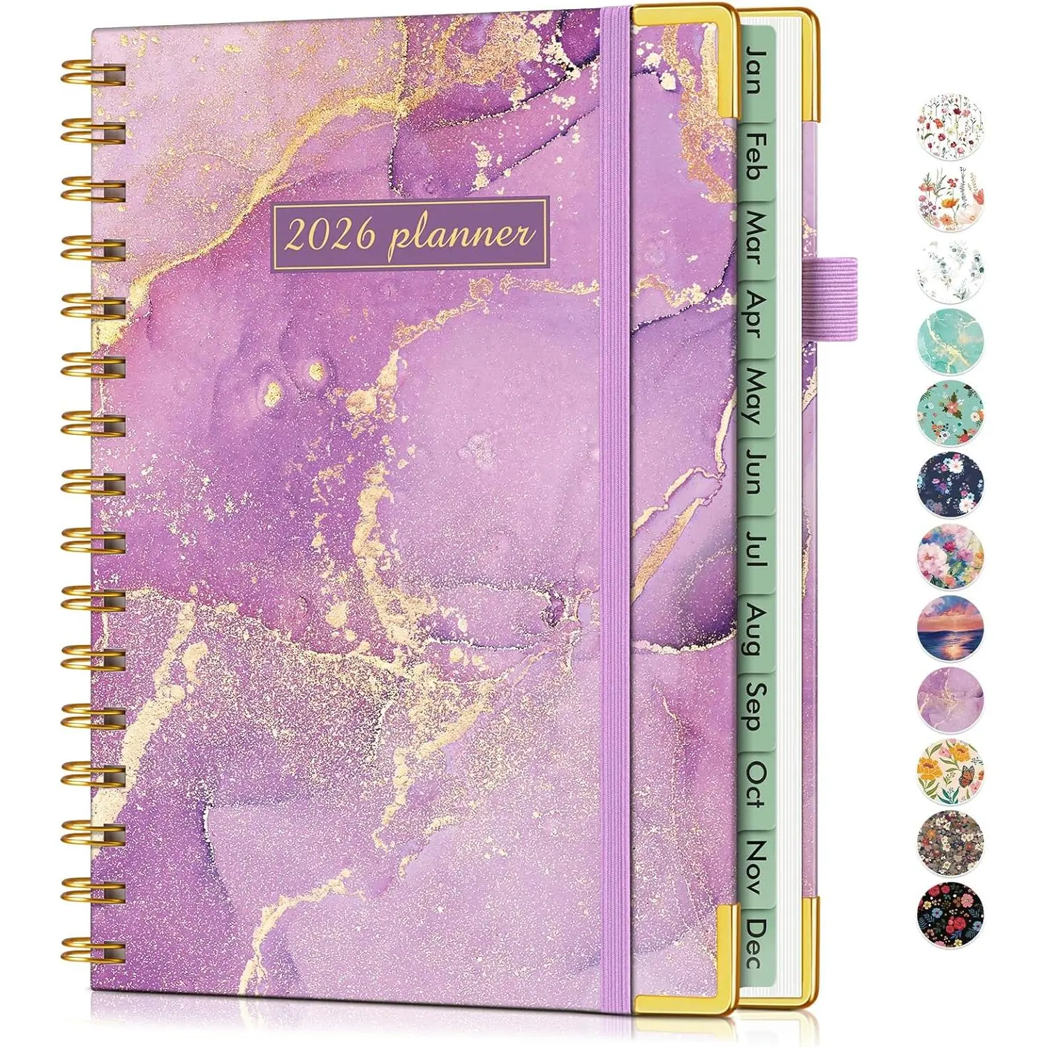 2026 Planner, Hardcover Weekly and Monthly Planner for Women, January 2026 - December 2026, Spiral Yearly Agenda Organizer Book 2026 with Tabs, Daily Calendar Planners for School Work , A5 (5.75" x 8.38"),  Marble