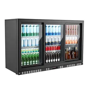 VEVOR Back Bar Cooler, 11.4 Cu.Ft Commercial Beverage Refrigerator, 3 Sliding Glass Doors, Fan Cooling Under Counter Beer Fridge w/ LED Lighting, Shelves, Low-E Glass Display for Drinks, Bar, Store