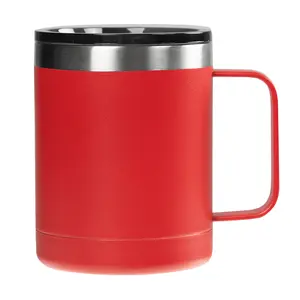 AROMA 12oz Coffee Mug – Black / Red Stainless Steel Camp Mug