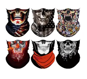 6pcs Halloween Headwear Set - Face Mask, Neck Gaiter Shield, Elastic Balaclava & Headbands. Sun Protection Skull Bandana for Men, Fit for Summer Motorcycle, Cycling, Skiing & Halloween Party. summerwins