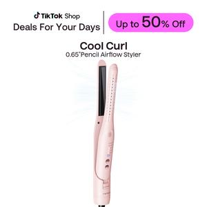 Wavytalk Cool Curl Pencil Airflow Styler - 0.65" Slim Barrel Curling Iron & Flat Iron with 360° Cool Airflow, 5 Temp Settings for Root Lift (Heat-Safe Design)
