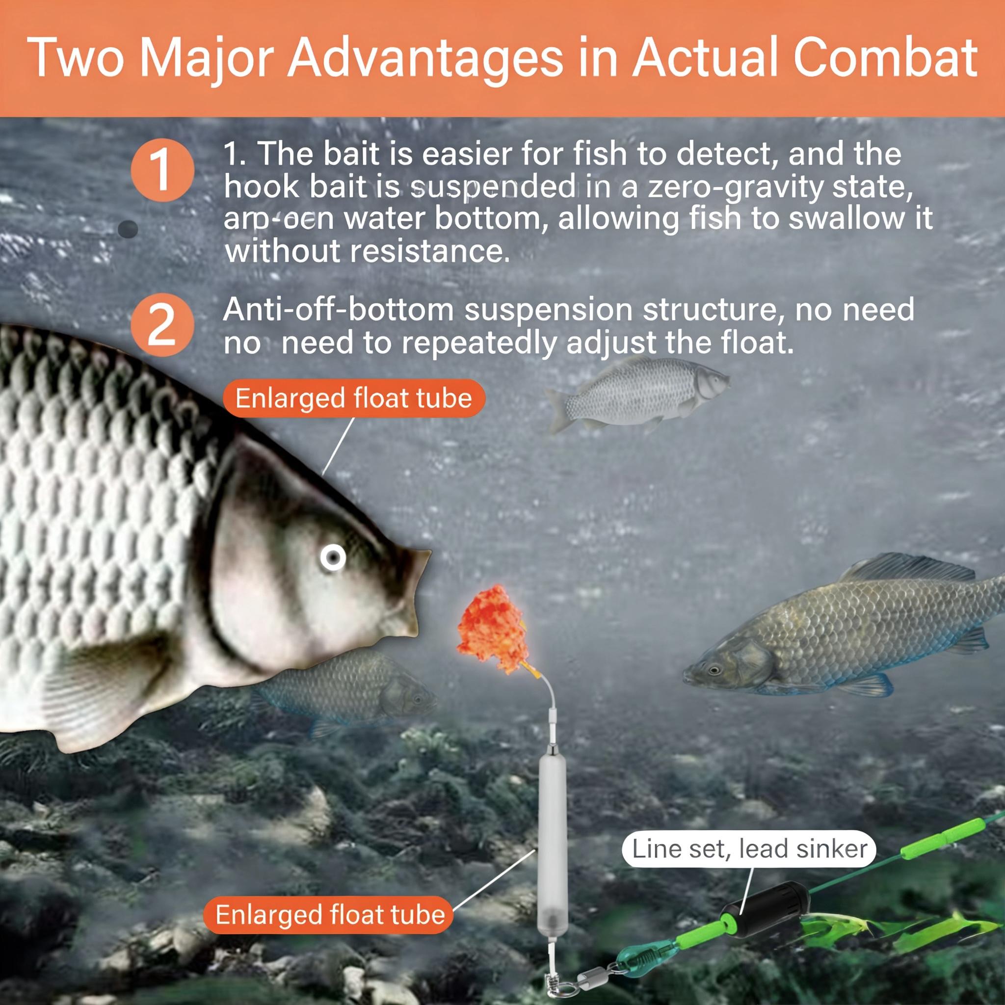 Pre-Tied Off-Bottom Carp Rig | No Float Adjustment | Iseama Gold Sode Hooks | Anti-Snag Weed & Mud Proof for Bass Trout