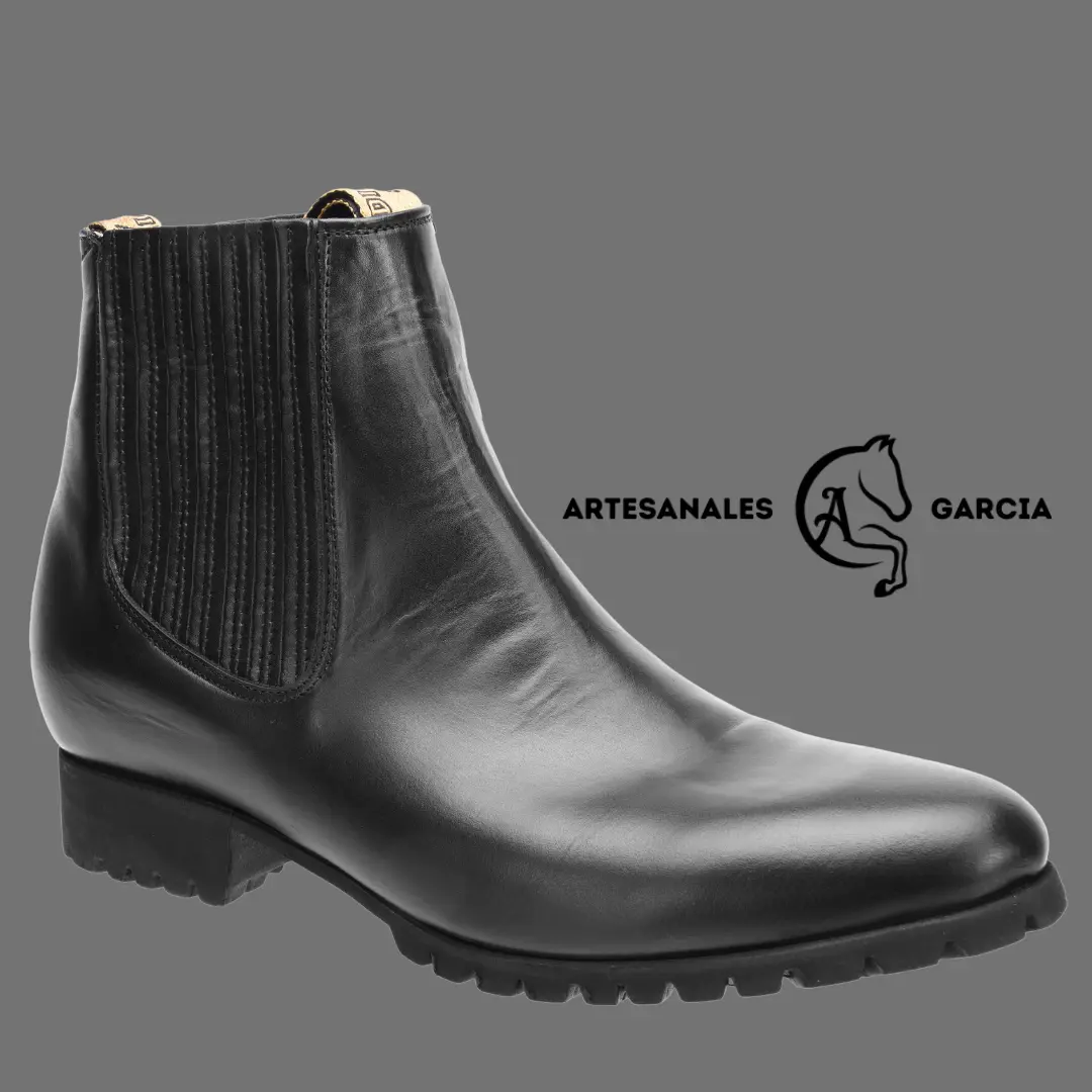 Botin Charro Negro Piel Tractor WD 731