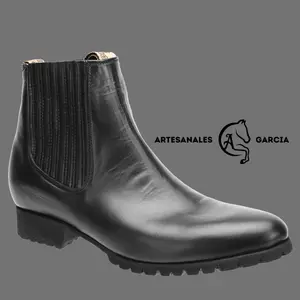Botin Charro Negro Piel Tractor WD 731