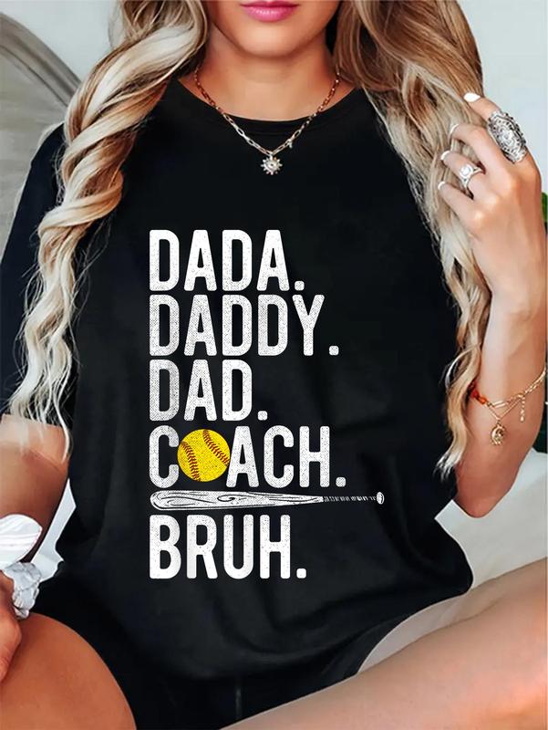 100% Cotton Unisex Dada Daddy Dad Bruh Vintage Softball Coach Dad Family Humor T-Shirt