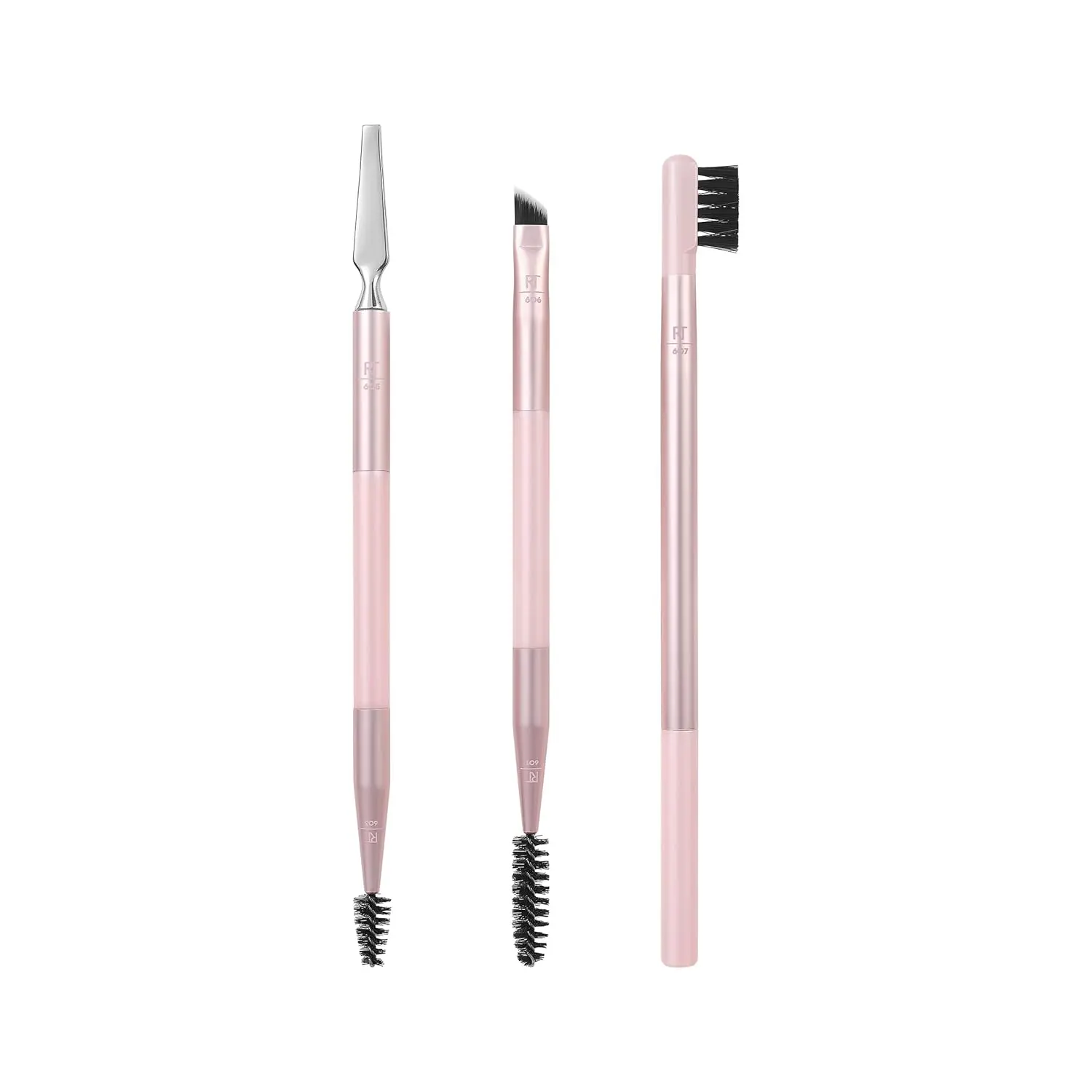 Real Techniques Brow Styling Set, Eyebrow Brush, 3-Piece Set | Fill and style brows fast with a brow brush set with spoolies, angled, dual-ended eyebrow tools