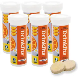Drinklits Orange Electrolyte Fizzy Hydration Tablets (6) Tube Bundle | 0g Sugar - Natural Sports Drink - Essential Electrolytes | 60 Servings - 10 Tablets Per Tube