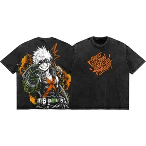 Vintage Washed My Hero Academia Bakugo Katsuki T-Shirt, Great Explosion Murder God Anime Graphic Oversized Streetwear
