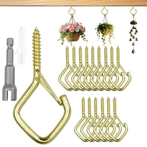 20/35pcs Screw Hooks, Twist-On Hooks for Outdoor String Lights, Wind Chimes, Lanterns, Indoor and Outdoor Hanging Decorations