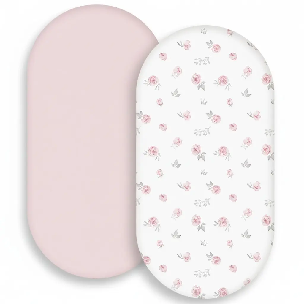 Baby Bassinet Sheets 2 Pack,  Bassinet Fitted Sheets for Girls Boys, Soft & Breathable Unisex Baby Mattress Sheet for Standard Bassinets 33"x17", Soft Bedding