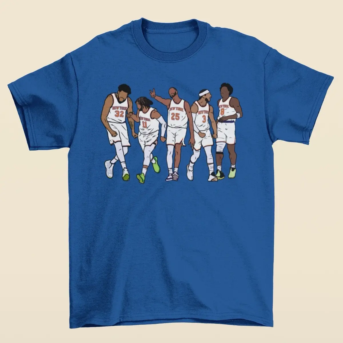 KAT, Brunson, Mikal, Hart & OG New York Basketball T-Shirt - Men’s Adult Sizes, 100% cotton tee, unisex style